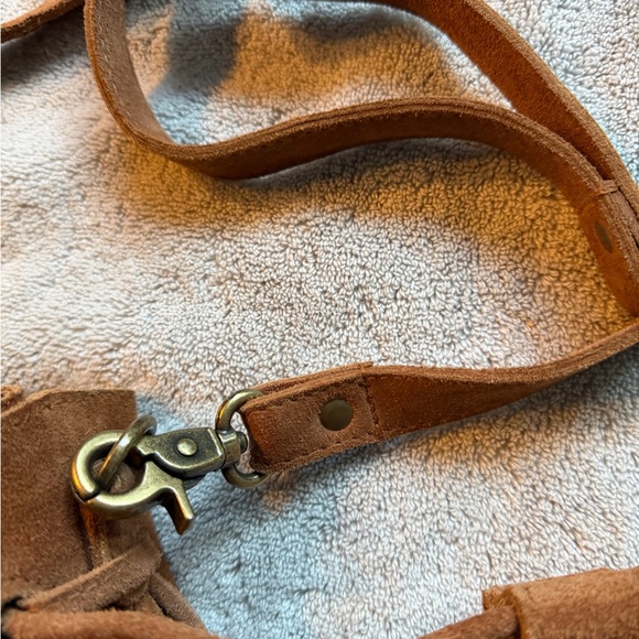 Free People Brown Suede Crossbody Drawstring Bag - Picture 4 of 6